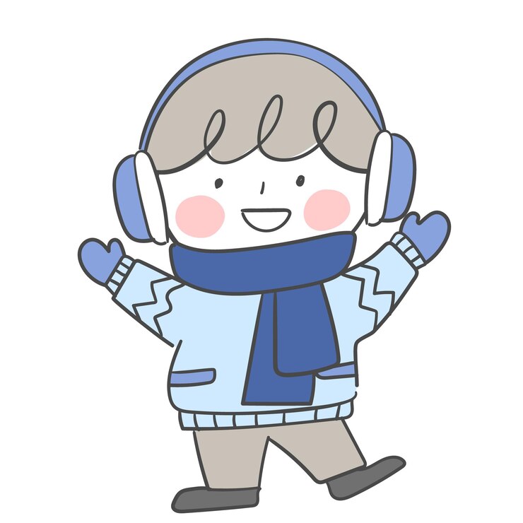 Vector 귀마개와 겨울 스웨터를 입은 캐릭터의 일러스트입니다.
