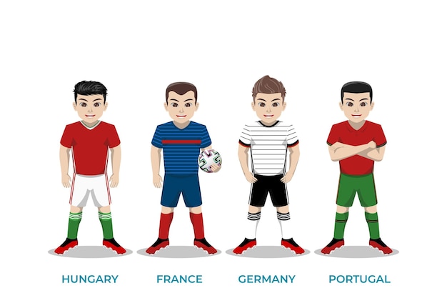 Иллюстрация персонаж футболиста для чемпионата европы