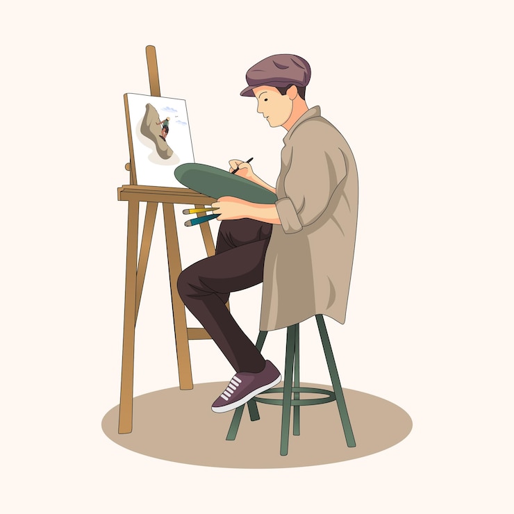 Vector illustration of character painter profession