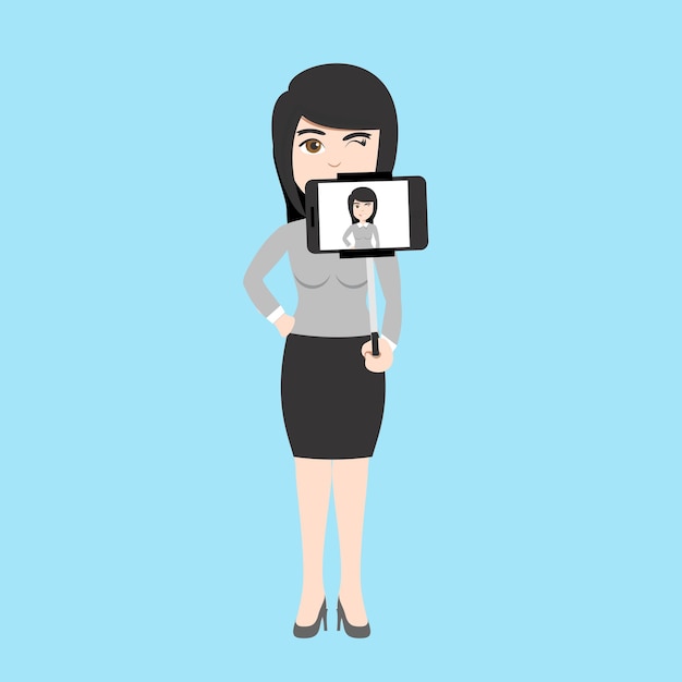 Vector illustration character professional workers business women or secretary work in office emotions