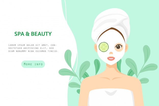 Vector illustration character skin care , healthy , cosmetic , banner beauty woman character vector