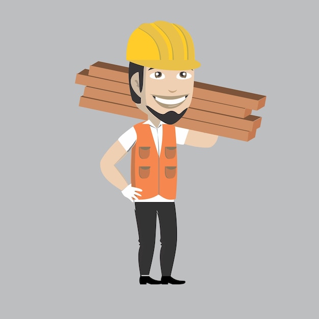 Illustration character worker man building company