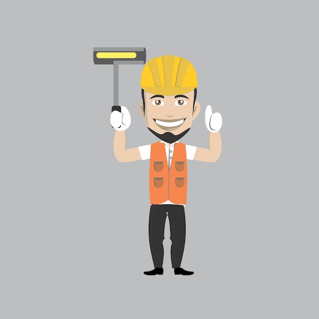 Vector illustration character worker man building company