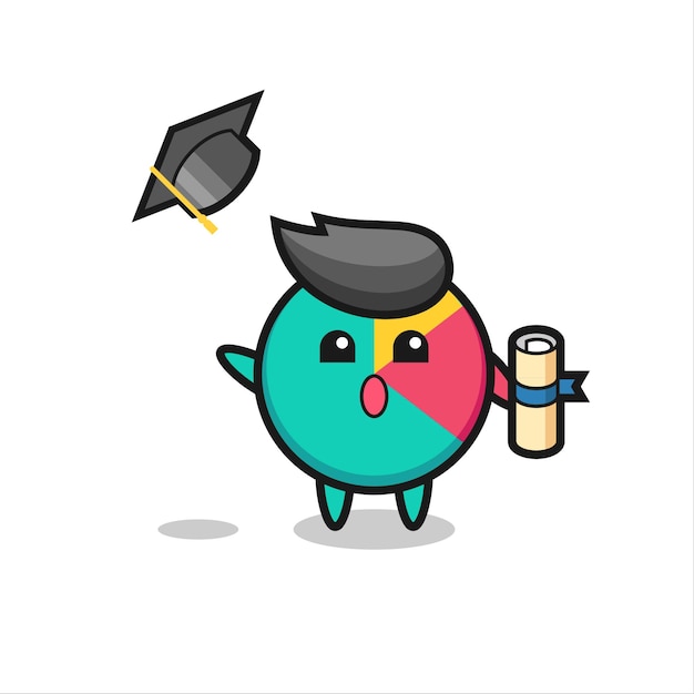 Illustration of chart cartoon throwing the hat at graduation , cute style design for t shirt, sticker, logo element