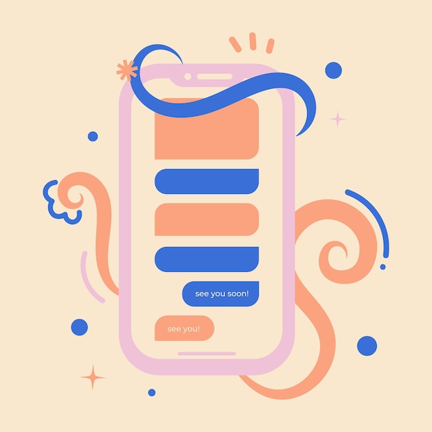 Vector illustration chat on the phone in flat design