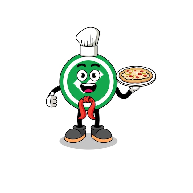 Illustrazione del segno di spunta come design del personaggio di uno chef italiano
