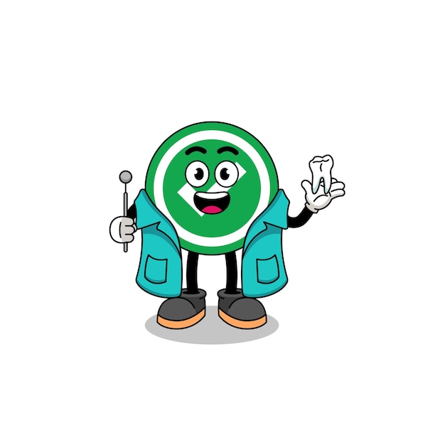 Illustration of check mark mascot as a dentist character design