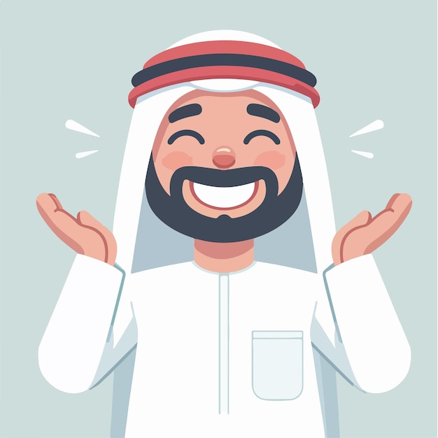 Vector illustration of a cheerful arab person in a flat design style