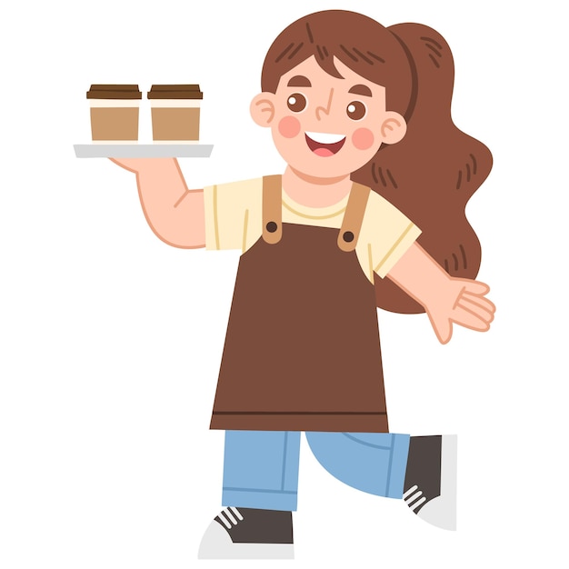 illustration of cheerful serving coffee