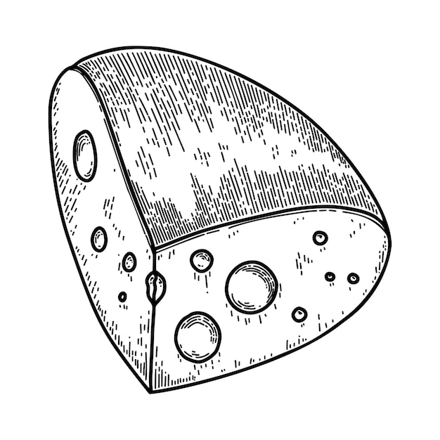 Vettore illustrazione della fetta di formaggio in stile incisione elemento di design per logo etichetta segno emblema poster illustrazione vettoriale