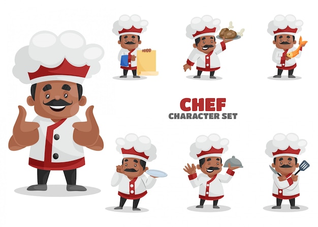 Illustration of chef character set