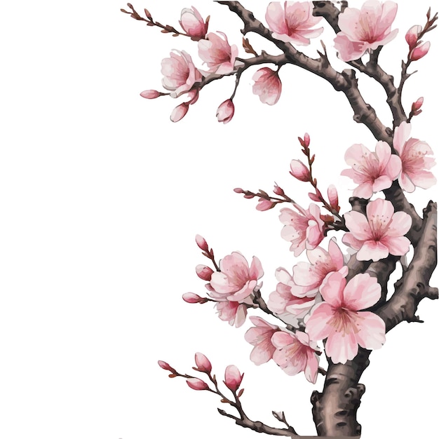 illustration of cherry blossoms for natural borders and decoration