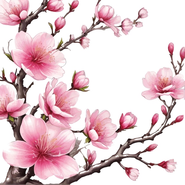 illustration of cherry blossoms for natural borders and decoration