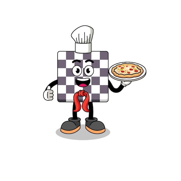 Illustration of chessboard as an italian chef character design