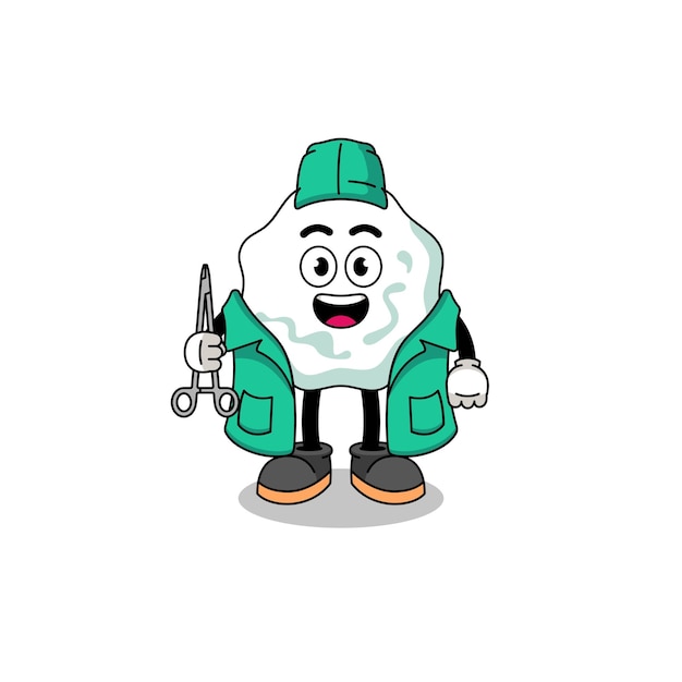 Illustration of chewing gum mascot as a surgeon