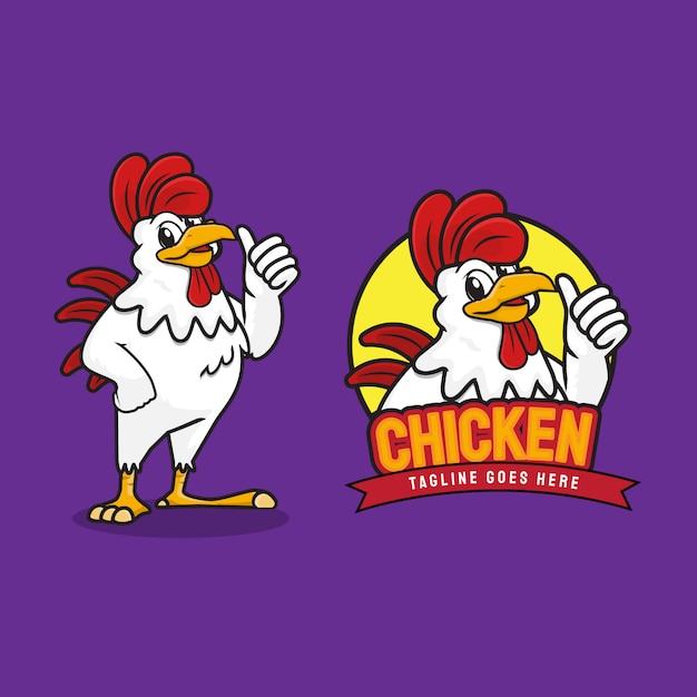 illustration of chicken cartoon character mascot give thumb up