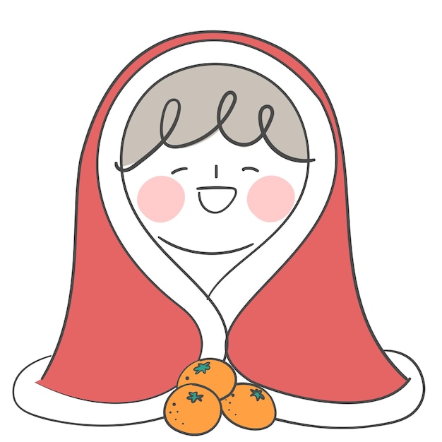 An illustration of a child eating tangerines under a winter blanket.