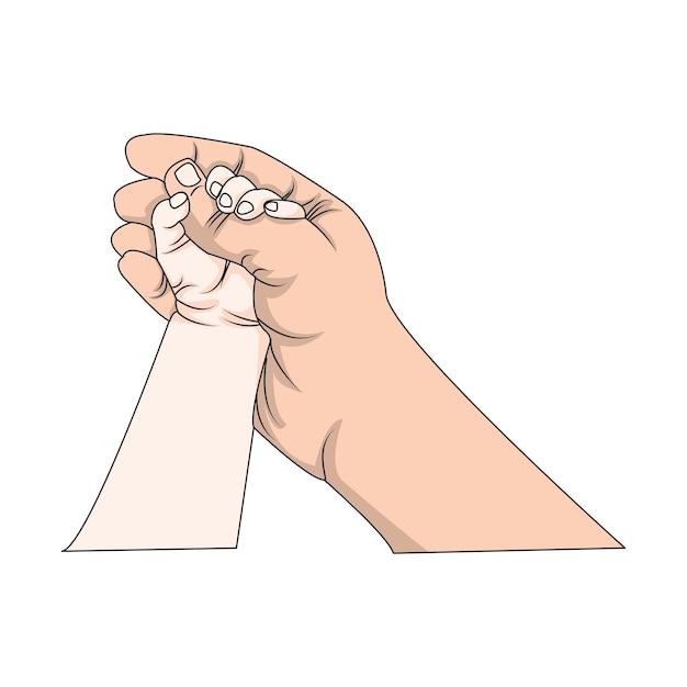 illustration of a child's hand holding his parent's hand