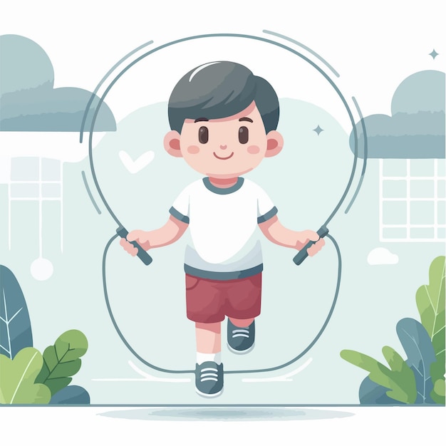 illustration of a child skipping happily in the park