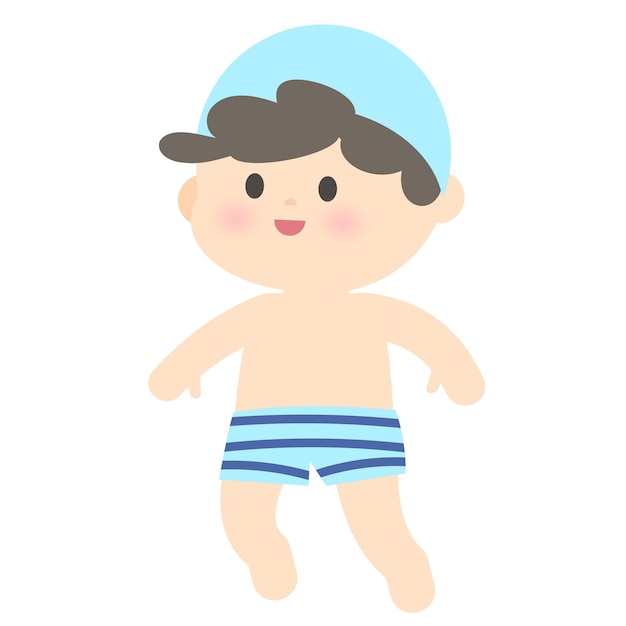 Illustration of a child in a striped swimsuit