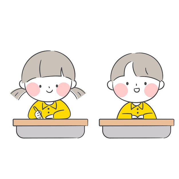 An Illustration of Children at the Desk