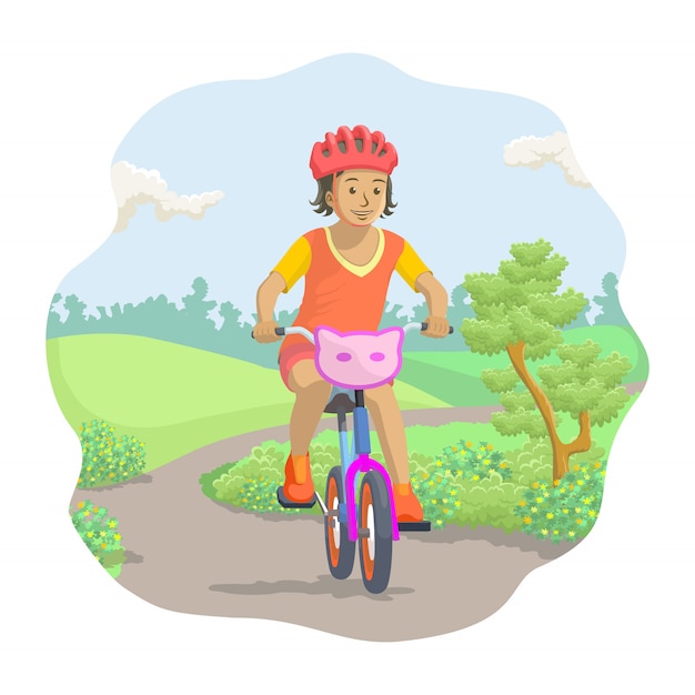 Illustration of children riding a bicycle