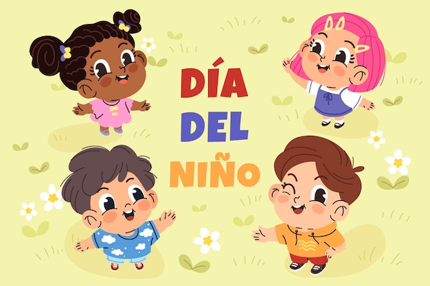 Illustrazione per la celebrazione del giorno dei bambini in spagnolo