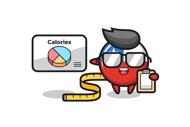 Illustration of chile flag badge mascot as a dietitian