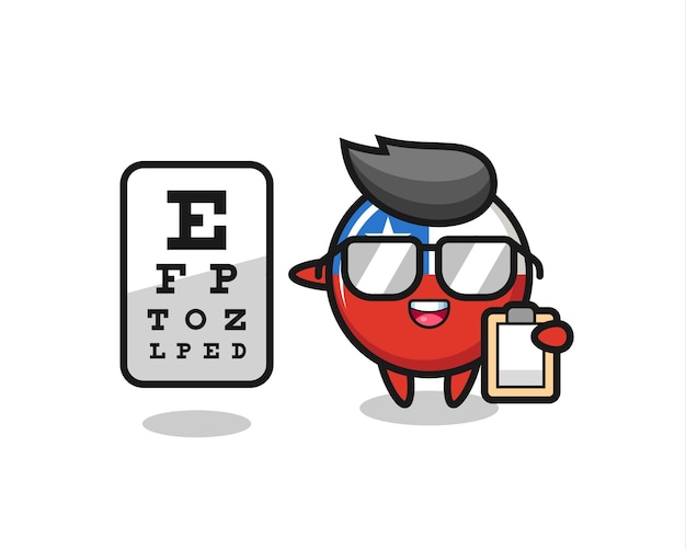 Illustration of chile flag badge mascot as an ophthalmology