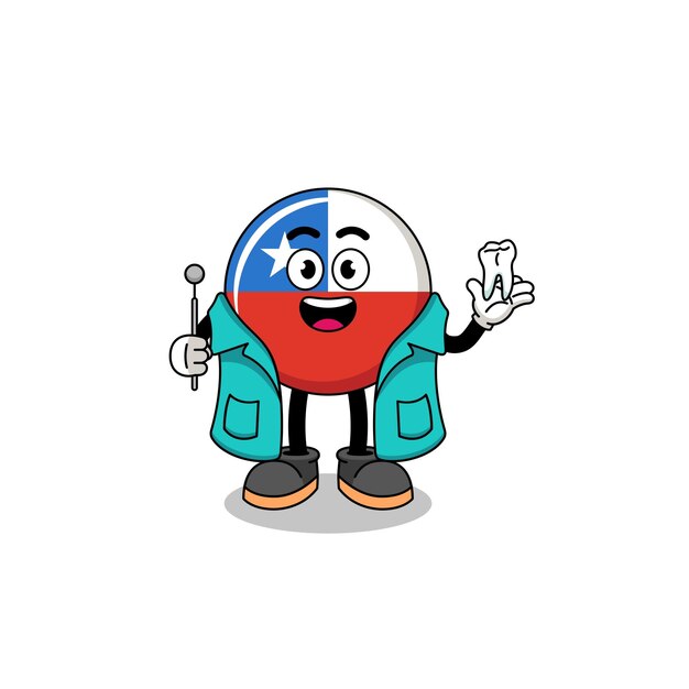 Illustration of chile flag with a vr headset