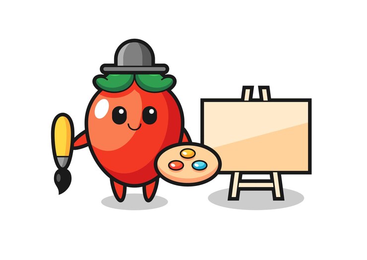 Vector 화가로 칠리 고추 마스코트의 그림