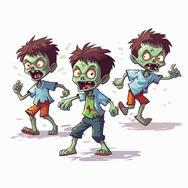Vector illustration of chilling boy zombie ai generation