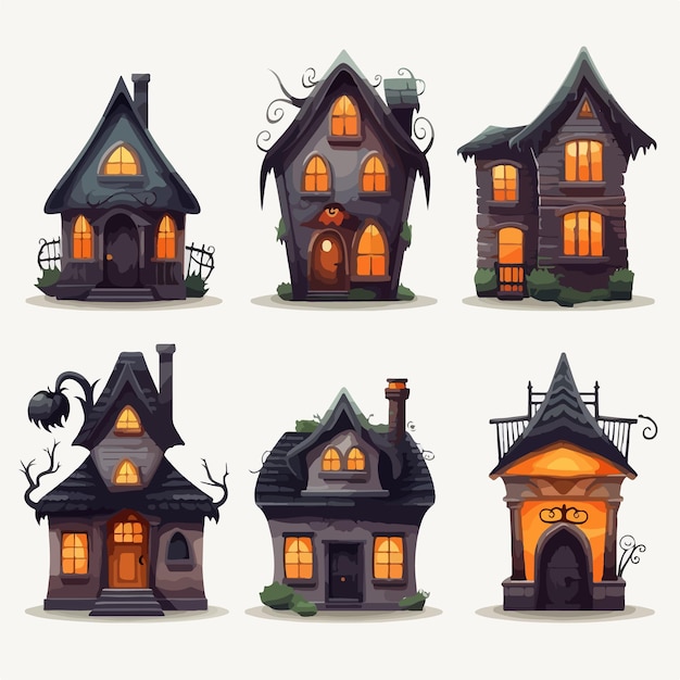 Vector illustration of a chilling halloween house in fall ai generation