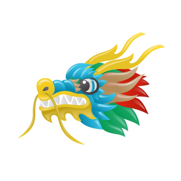 Illustration of Chinese colorful dragon head