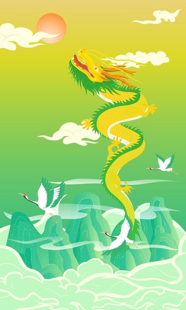 Illustration of the chinese year of the dragon