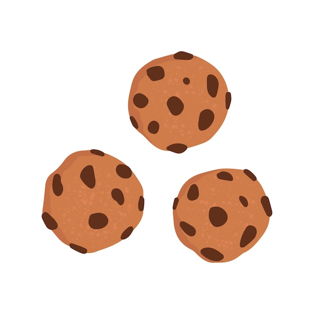 Vector an illustration of chocolate chip cookies. a sweet snack. isolated design on a white background.