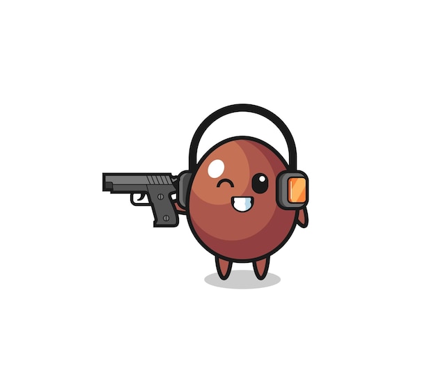 Vector illustration of chocolate egg cartoon doing shooting range