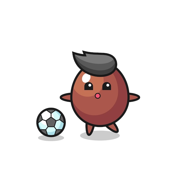 Illustration of chocolate egg cartoon is playing soccer