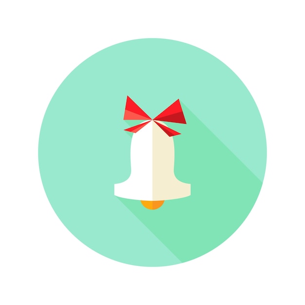 Illustration of Christmas Bell Flat Icon with Bow