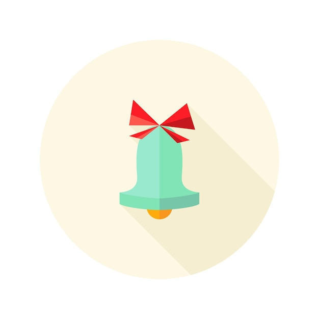 Illustration of christmas bell with bow flat icon