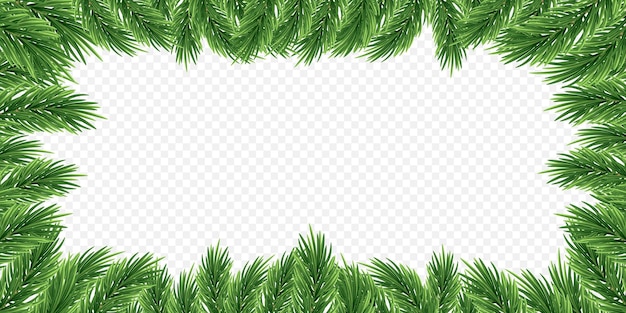 クリスマスツリーのイラスト 透明な背景に隔離された境界フレームの装飾