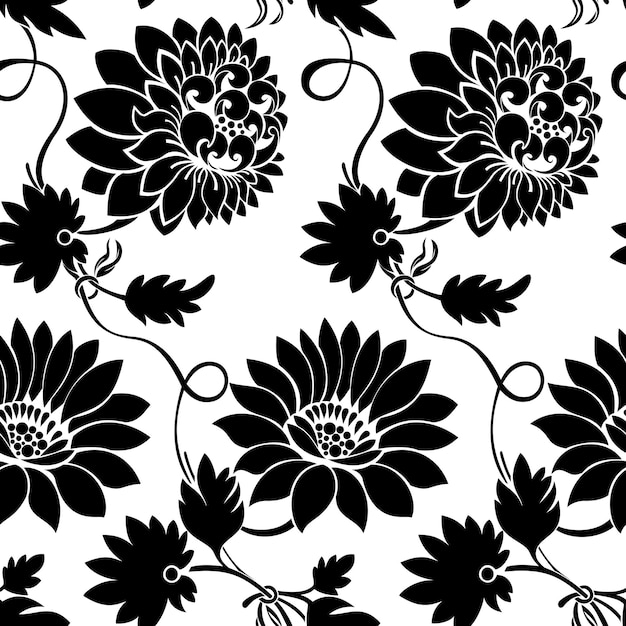 Illustration of Chrysanthemumsjapanese floral patern for wallpaper