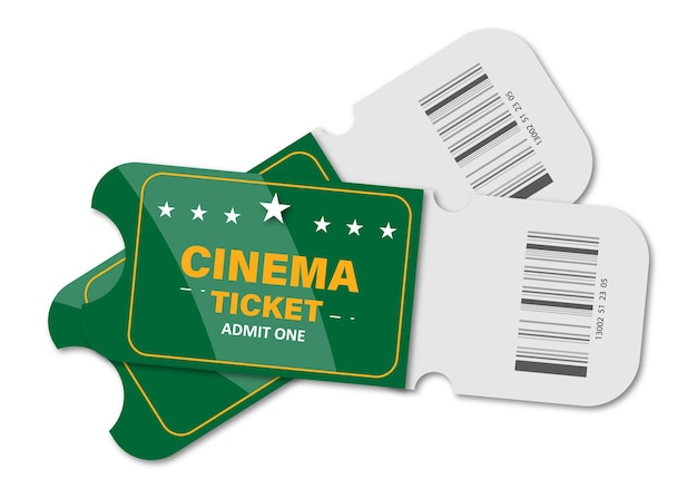 Illustration of cinema tickets on white