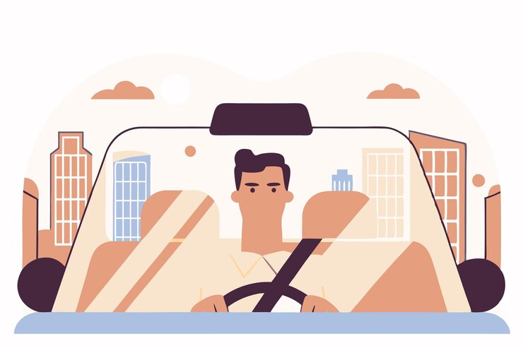 Vector illustration of city driver concept on white background