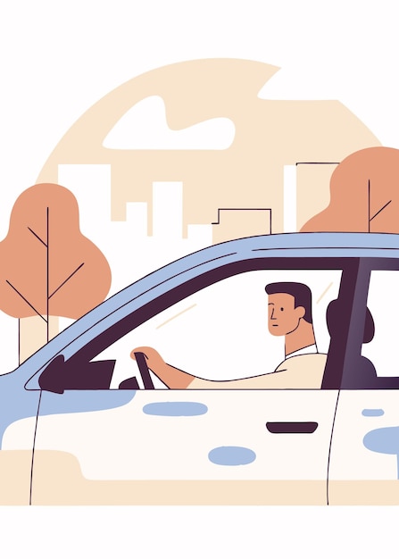 Illustration of City driver concept on white background