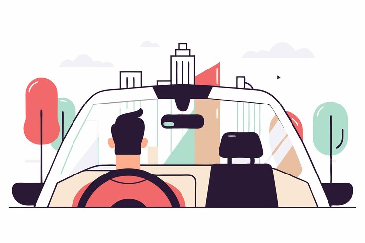 Vector illustration of city driver concept on white background