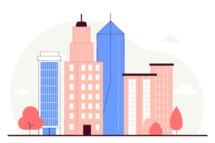 Vector illustration of city skyline concept on white background
