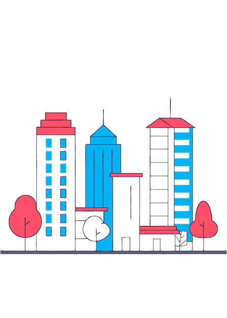 白色背景上的城市天际线概念插图