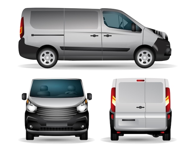 Vector illustration of classic van transportation minibus isolated