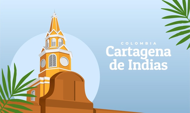 Illustration of the clock tower in cartagena